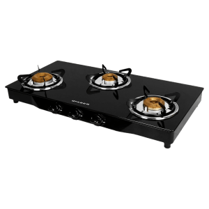 Faber JUMBO 3BB BK AI Toughened Glass Top 3 Burner Automatic Gas Stove (Corrosion Resistance, Black)