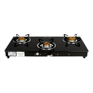 Faber Jumbo 3BB BK Toughened Glass Top 3 Burner Manual Gas Stove (Corrosion Resistance, Black)