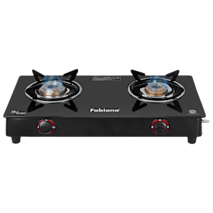 Fabiano FAB2BRNAUTOSMART Toughened Glass Top 2 Burner Automatic Gas Stove (High Efficiency Burner, Black)