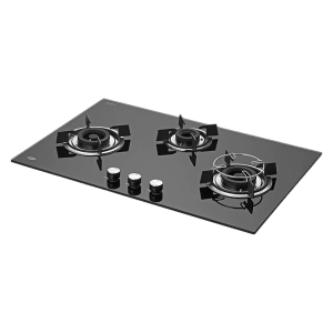 KAFF HBR 783 B Tempered Glass Top 3 Burner Automatic Electric Hob (Matte Enamelled Pan Support, Black)