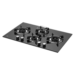 KAFF HBR 784 A Tempered Glass Top 4 Burner Automatic Electric Hob (Enamelled Matt Finish Grills, Black)