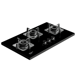 Crompton SuperSlim Toughened Glass Top 3 Burner Automatic Hob (Triple Ring Burner, Midnight Black)