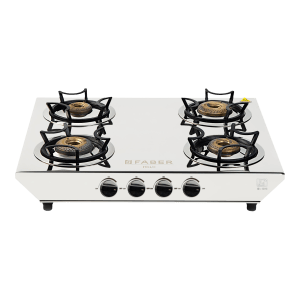 Faber Hilux Max 4BB SS 4 Burner Manual Gas Stove (Black Diamond Coated Sturdy Pan Support, Silver)