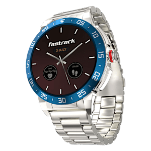 fastrack Magnus FX3 Smartwatch with Bluetooth Calling (37mm UltraVU Display, IP68 Water Resistant, Silver Metal Strap)