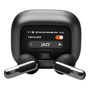 JBL Live Flex 3 TWS Earbuds with Adaptive Noise Cancellation (IP54 Water Resistant, Touchscreen Display, Black)