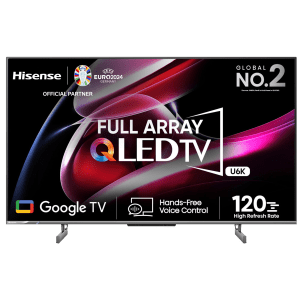 Hisense U6K 139 cm (55 inch) QLED 4K Ultra HD Google TV with Dolby Atmos (2023 model)