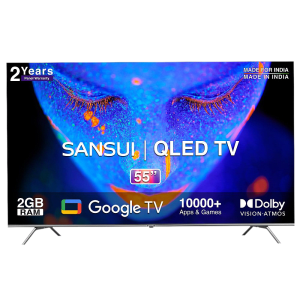 SANSUI 140 cm (55 inch) QLED 4K Ultra HD Google TV with Dolby Vision & Dolby Atmos (2022 model)