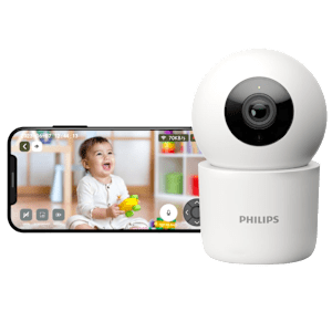 PHILIPS HSP3500/01 360 Degree WiFi CCTV Security Camera (Pan Tilt Zoom, White)