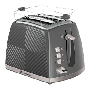 Russell Hobbs Groove 850W 2 Slice Pop-up Toaster with 6 Temperature Settings (Grey)