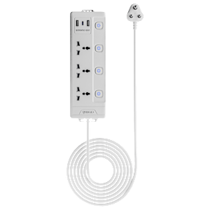 Croma 6 Amps 3 Sockets Surge Protector (2 Meters, Child Safety Shutters, White)