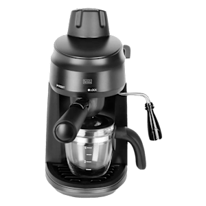 BLACK+DECKER BXCM0401IN 870 Watt 4 Cups Automatic Cappuccino & Espresso Coffee Maker with Detachable Drip Tray (Black)