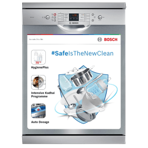 BOSCH Series 6 13 Place Settings Free Standing Dishwasher with Glass Protection Technology (No Pre-rinse Required, Silver Inox)