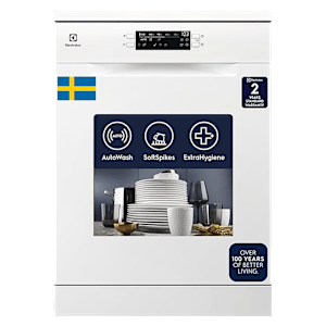 Electrolux UltimateCare 300 13 Place Settings Free Standing Dishwasher with Anti Flood System (No Pre-rinse Required, White)