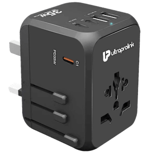 ultraprolink Travel Mate PD35 3 Plugs Travel Adapter (Worldwide Connectivity, UM1187, Black)