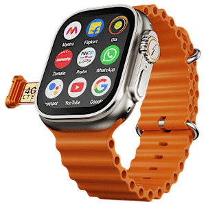 FIRE-BOLTT Oracle Wi-Fi+4G SIM Android OS Wristphone (49mm Display, In Built GPS, Orange Horizon Strap)