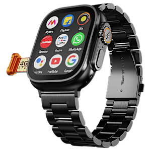 FIRE-BOLTT Oracle Wi-Fi+4G SIM Android OS Wristphone (49mm Display, In Built GPS, Black Chrome Strap)