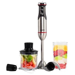 AGARO Royal 1500 Watt 20 Adjustable Speed Control Hand Blender & Chopper with 3 Attachments (Speed Regulator Dial, Silver)