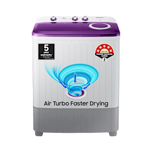 SAMSUNG 6 kg 5 Star Semi Automatic Washing Machine with Air Turbo Drying (WT60R2000LL/TL, Light Grey & Violet)