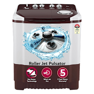 LG 8 kg 5 Star Semi Automatic Washing Machine with Lint Filter (P8030SRAZ.ABGQEIL, Burgundy)