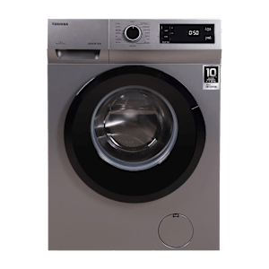 TOSHIBA 7.5 kg 5 Star Inverter Fully Automatic Front Load Washing Machine (TW-BJ85S2-IND(SK), In-Built Heater, Silver)