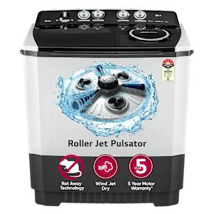 LG 9.5 kg 5 Star Semi Automatic Washing Machine with Roller Jet Pulsator (P955ASGAZ.ADGQEIL, Dark Grey)