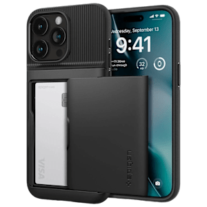 spigen Slim Armor CS PC and TPU Back Cover for iPhone 15 Pro Max (Air Cushion Technology, Black)