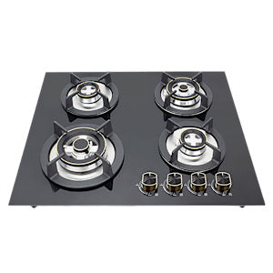 Kutchina Flamma 4B Eco 60 Tempered Glass Top 4 Burner Automatic Hob (Multi Flame Burner, Black)