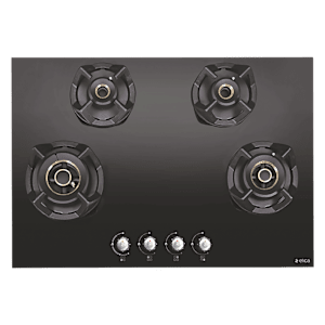 Elica CLASSIC AB MFC 4B 90 R MT Glass Top 4 Burner Automatic Electric Hob (Round Metallic Knob, Black)