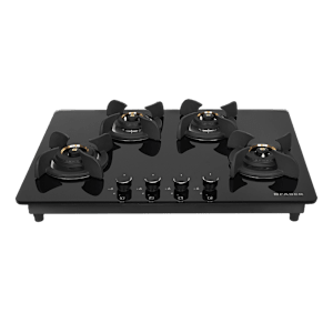 Faber Ultima HT724 CRS BR CI AI Toughened Glass Top 4 Burner Automatic Electric Hob (Premium Quality Knob, Black)