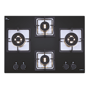 Elica IND FLEXI FB 470 DX DFS Glass Top 4 Burner Automatic Electric Hob (360 Degree Revolving Nozzle, Black)