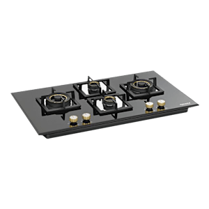 Kutchina Marica 4BS 90 DLX Toughened Glass Top 4 Burner Automatic Electric Hob (Aesthetic Designs, Black)