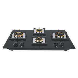 Elica FLEXI FB HCT 470 DX Tempered Glass Top 4 Burner Automatic Hob (Cast Iron Grid, Black)