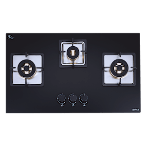 Elica IND FLEXI FB 375 DX DFS Glass Top 3 Burner Automatic Electric Hob (Cast Iron Grid, Black)