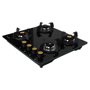 Faber Maxus HT604 CRS BR CI AI Toughened Glass Top 4 Burner Automatic Hob (High Quality Knob, Black)