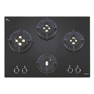 Elica FLEXI DFS FB MFC 4B 70 FFD Toughened Glass Top 4 Burner Automatic Hob (Multi Flame Control, Black)