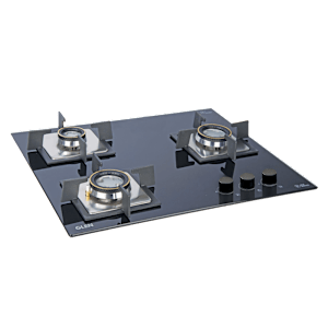 Glen 1063 SQ DB Toughened Glass Top 3 Burner Automatic Electric Hob (Scratch & Stain Resistant, Black)