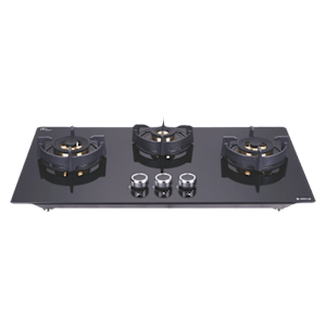 Elica FLEXI DFS FB 3B 75 DX Glass Top 3 Burner Automatic Hob (Round Enamelled Grid, Black)