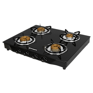 Faber Jumbo 4BB BK Toughened Glass Top 4 Burner Manual Gas Stove (Corrosion Resistance, Black)