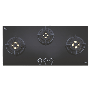 Elica DFS FB MFC 3B 90 DX FFD 3 Burner Automatic Electric Hob (Round Metallic Knob, Black)