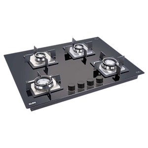 Glen 1074 SQ HT DB Toughened Glass Top 4 Burner Automatic Electric Hob (Battery Operated, Black)