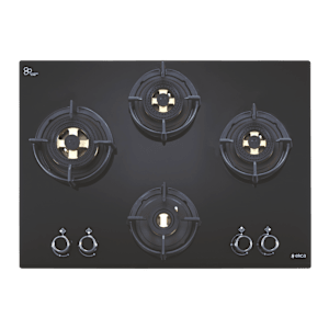 Elica DFS FB MFC 4B 70 Glass Top 4 Burner Automatic Electric Hob (Multi Flame Control, Black)