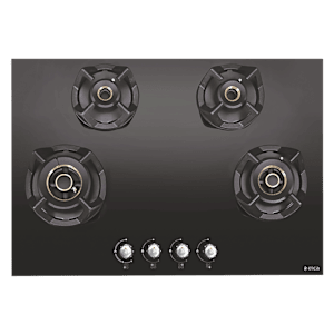 Elica CLASSIC AB MFC 4B 75 MT Glass Top 4 Burner Automatic Electric Hob (Round Metallic Knob, Black)