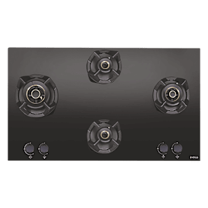 Elica CLASSIC AB MFC 4B 70 MT Glass Top 4 Burner Automatic Electric Hob (Round Metallic Knob, Black)