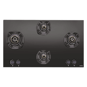 Elica CLASSIC AB MFC 4B 91 MT Glass Top 4 Burner Automatic Electric Hob (Round Metallic Knob, Black)