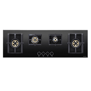 Elica PRO FB MFC 4B 100 DX FFD Glass Top 4 Burner Automatic Electric Hob (Round Metallic Knob, Black)