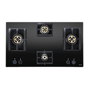 Elica PRO FB MFC 4B 91 DX FFD Glass Top 4 Burner Automatic Electric Hob (Round Metallic Knob, Black)