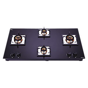 Elica FLEXI FB HCT 491 DX Toughened Glass Top 4 Burner Automatic Hob (Cast Iron Grid, Black)