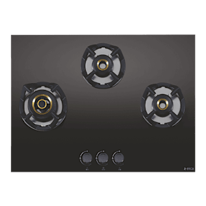 Elica CLASSIC AB 3B 60 Glass Top 3 Burner Automatic Electric Hob (Round Metallic Knob, Black)