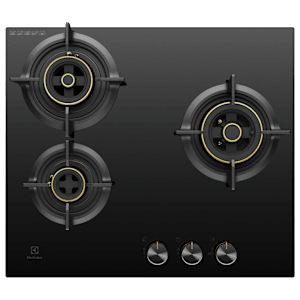 Electrolux UltimateTaste 300 Glass Top 3 Burner Automatic Hob (One Hand Ignition, Black)