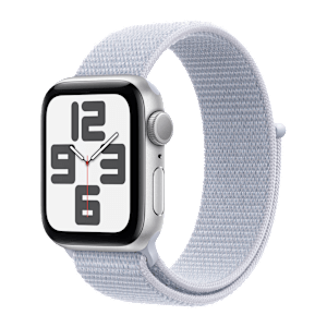 Apple Watch SE GPS with Blue Cloud Sport Loop (40mm Retina LTPO OLED Display, Silver Aluminium Case)